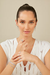Spike Silver Ring, White Rhodium, Premium Cubic Zirconia + Give Magic Gift